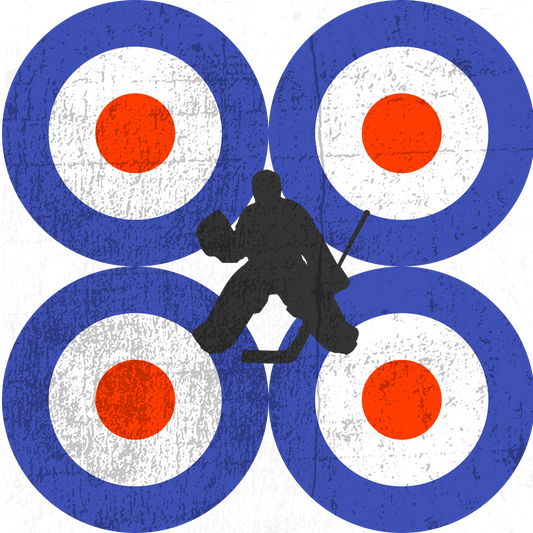Four Mod targets with ice hockey goal keeper