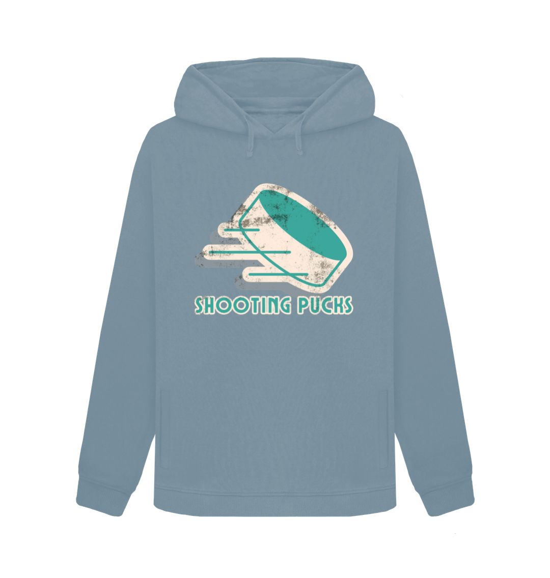 Stone Blue Shooting Puck Women's Relaxed Fit 'Grunge' Hoodie