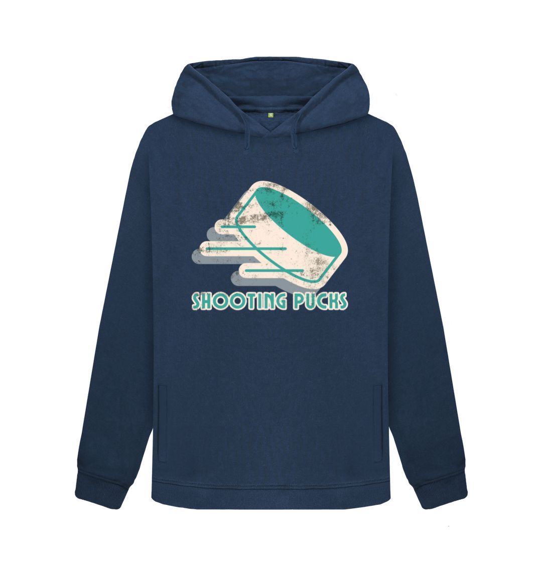 Navy Blue Shooting Puck Women's Relaxed Fit 'Grunge' Hoodie