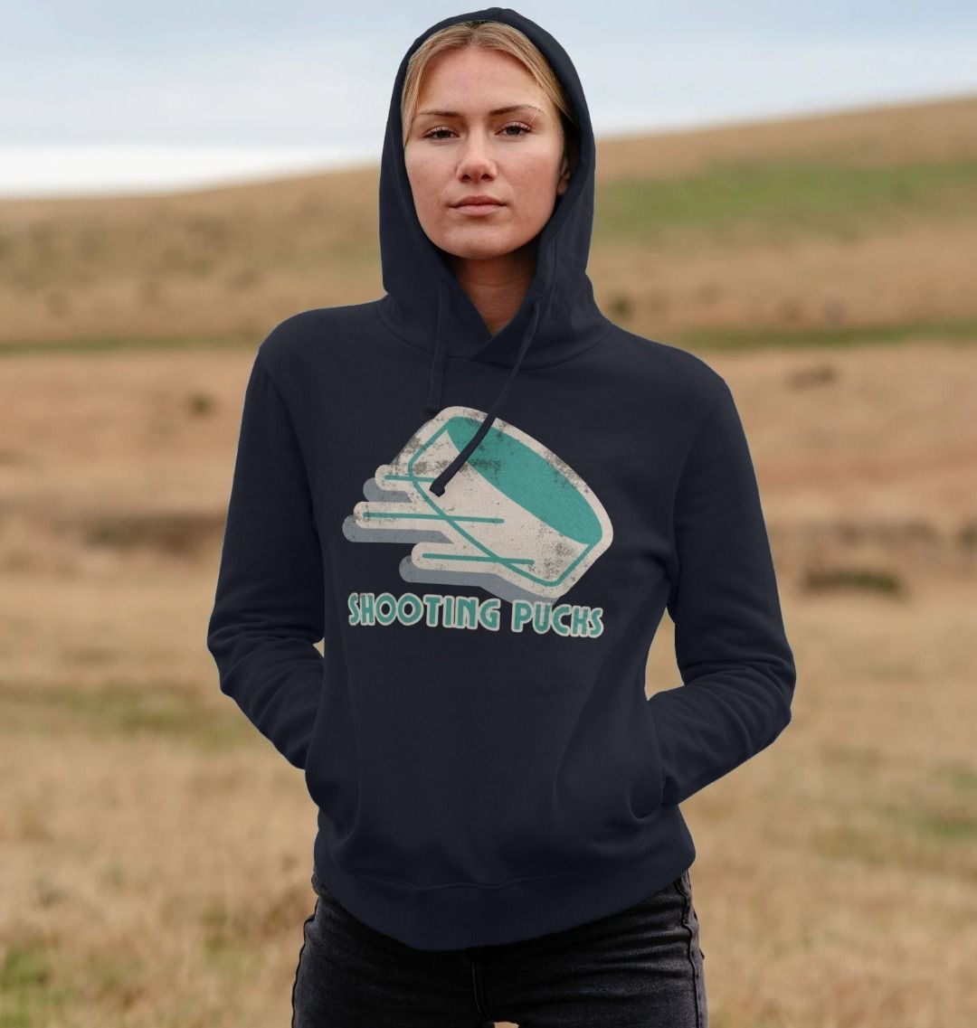 Shooting Puck Women's Relaxed Fit 'Grunge' Hoodie - BritBoyDesigns