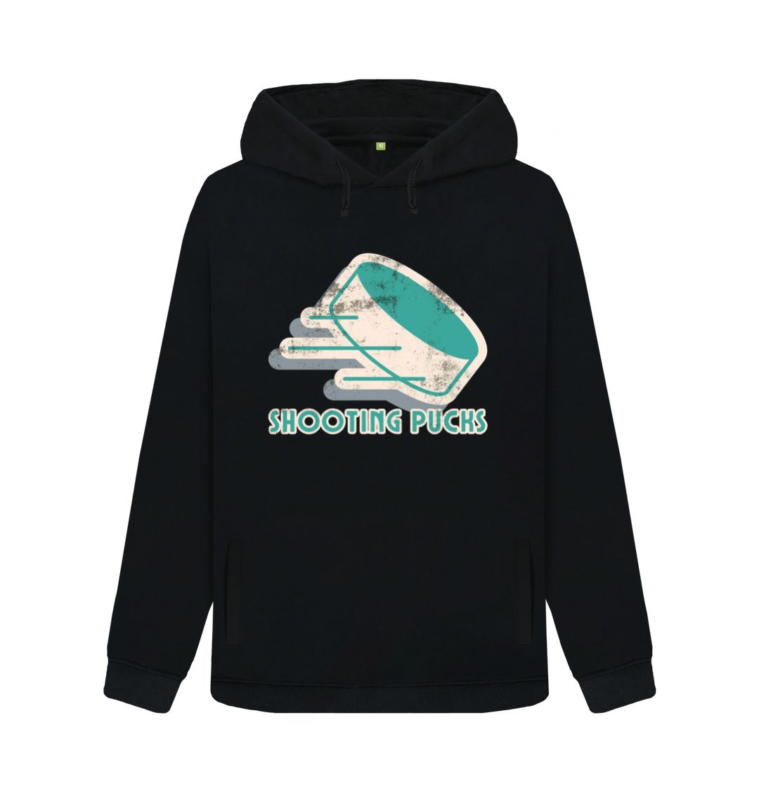 Black Shooting Puck Women's Relaxed Fit 'Grunge' Hoodie
