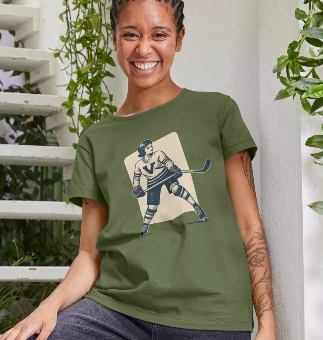 Women's Crew Neck - Vintage Hockey Player - BritBoyDesigns