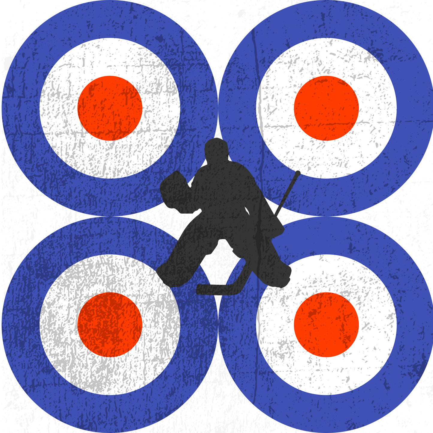 Four Mod targets with ice hockey goal keeper