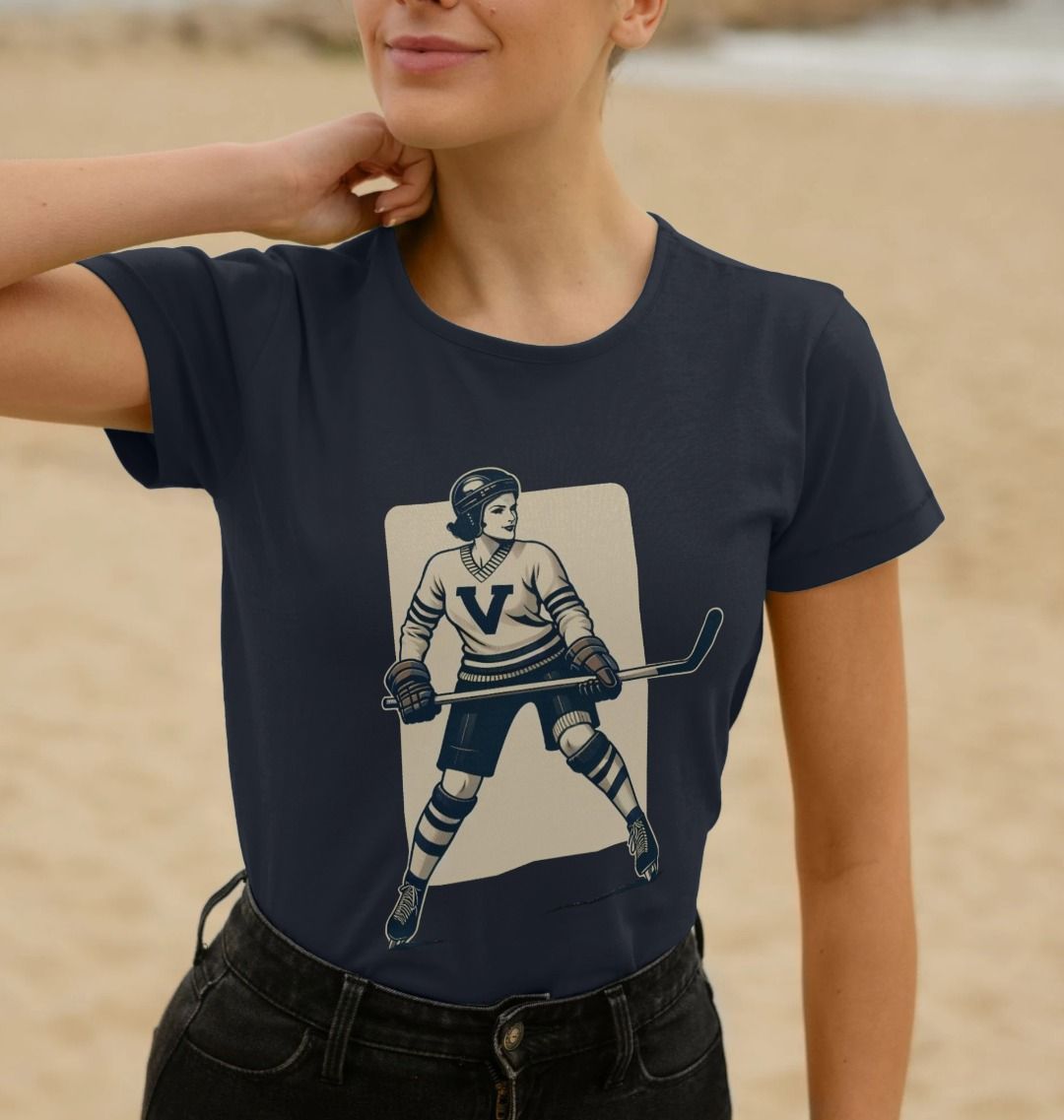 Women's Crew Neck - Vintage Hockey Player - BritBoyDesigns