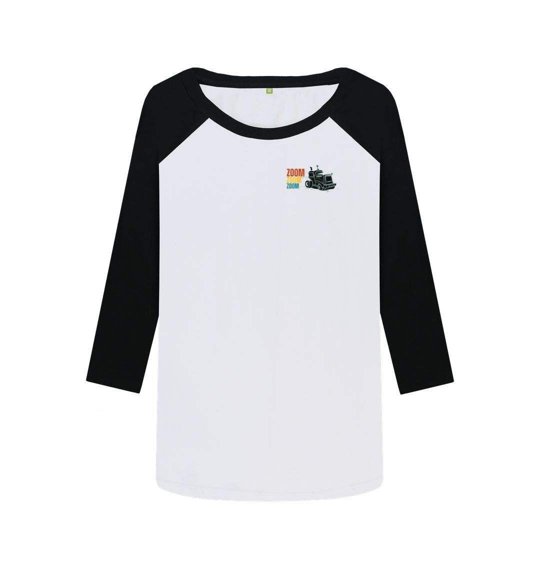 Black-White Women's Zoom Zoom Zoom Baseball t-shirt