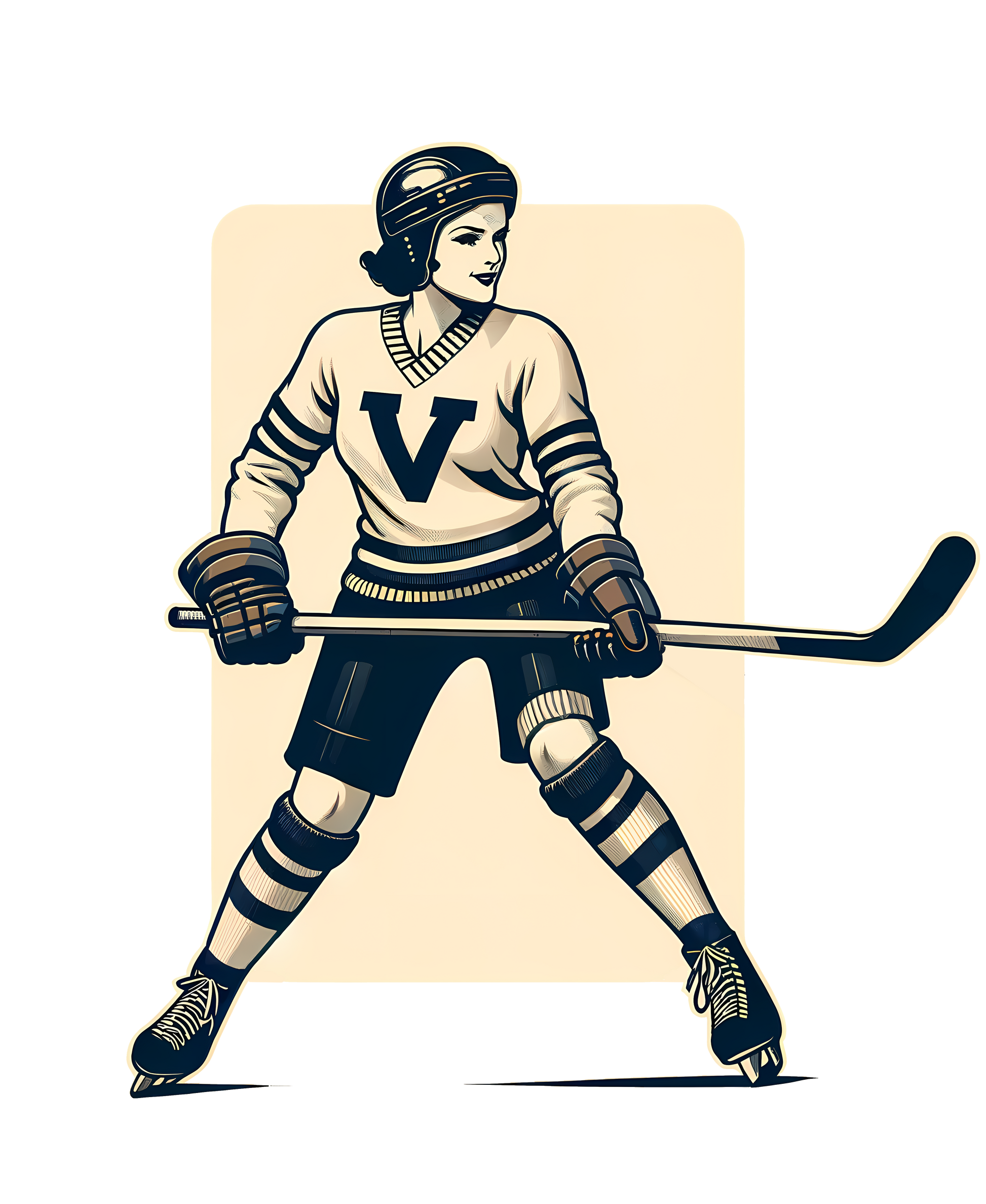 Women's Crew Neck - Vintage Hockey Player - BritBoyDesigns