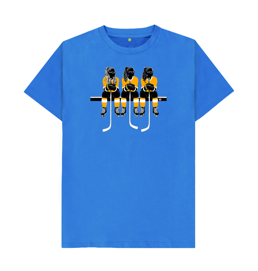 Bright Blue Benched Women Power- Yellow Shirt