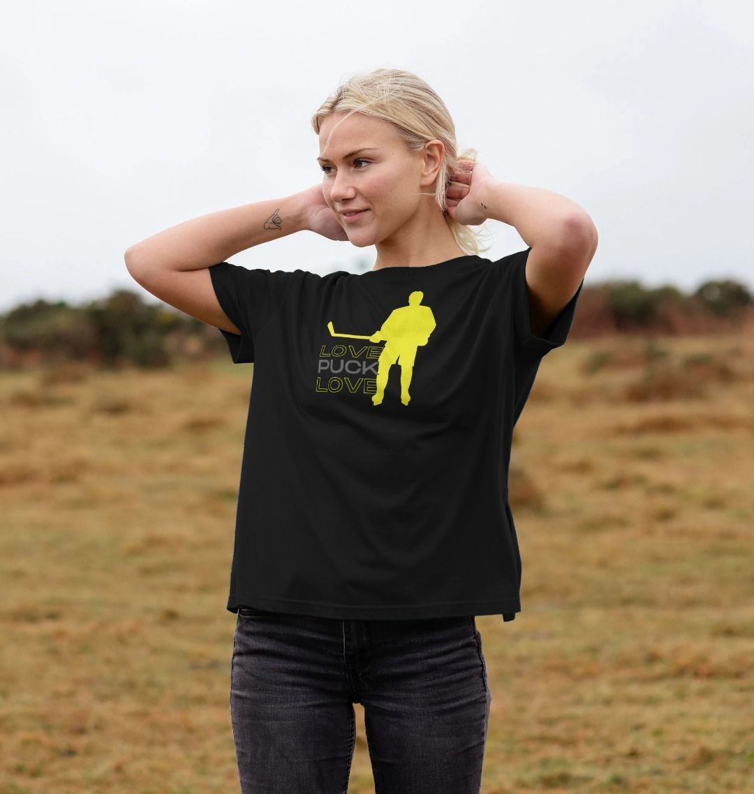 Love Puck Love in Yellow | Women's Tshirt - BritBoyDesigns