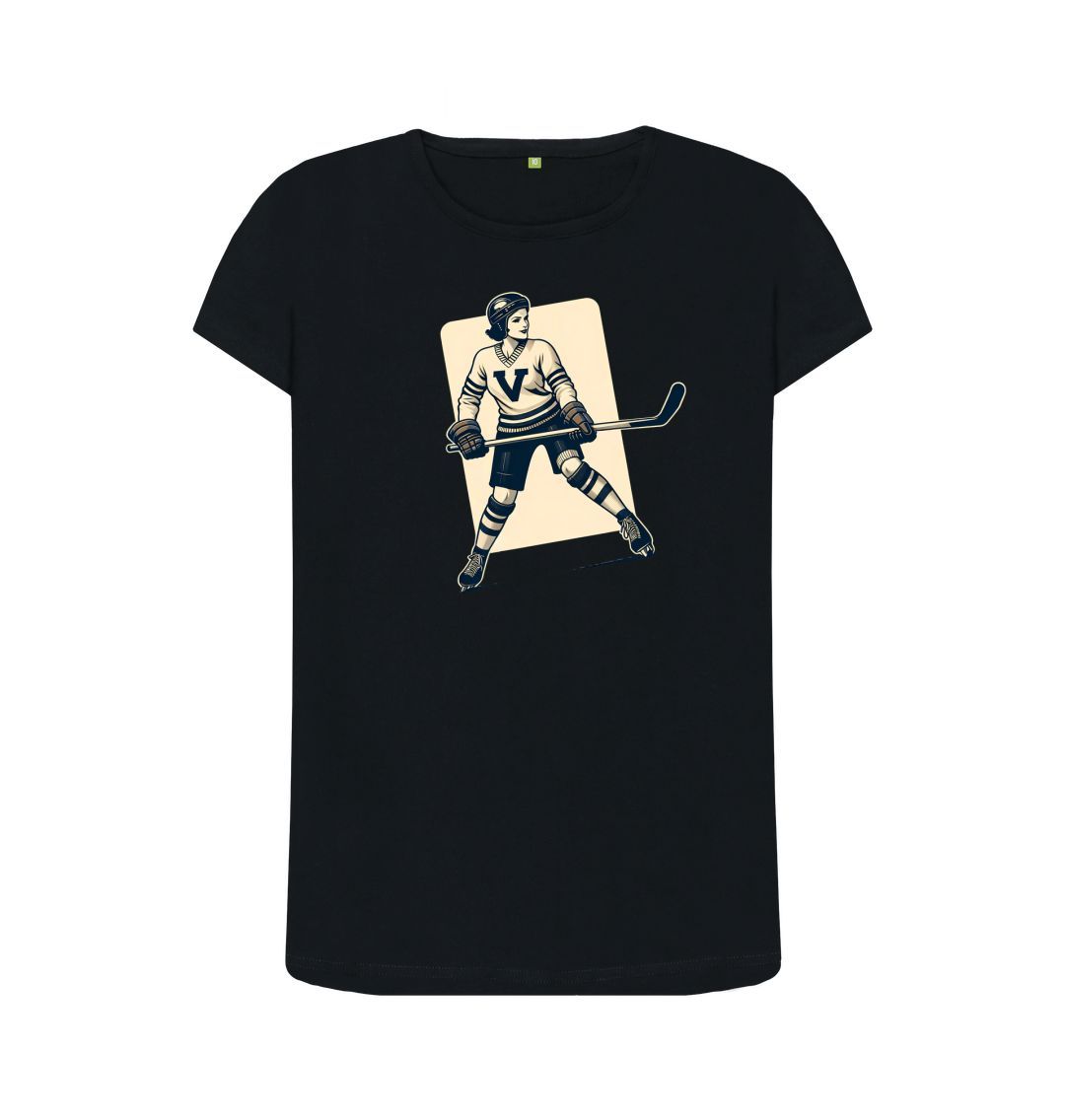 Black Women's Crew Neck - Vintage Hockey Player