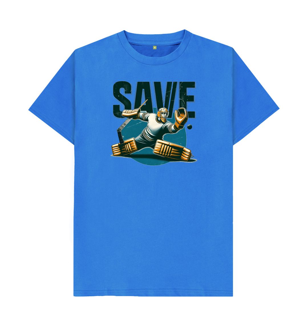 Bright Blue Retro - Save, the Ice Hockey Goal Keeper