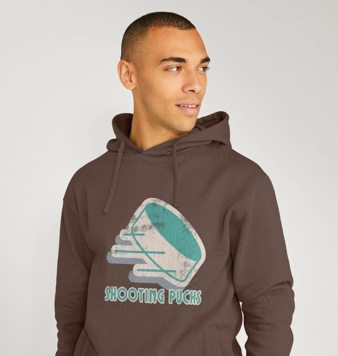 Shooting Pucks design on Chocolate brown Hoodie, by BritBoy Designs