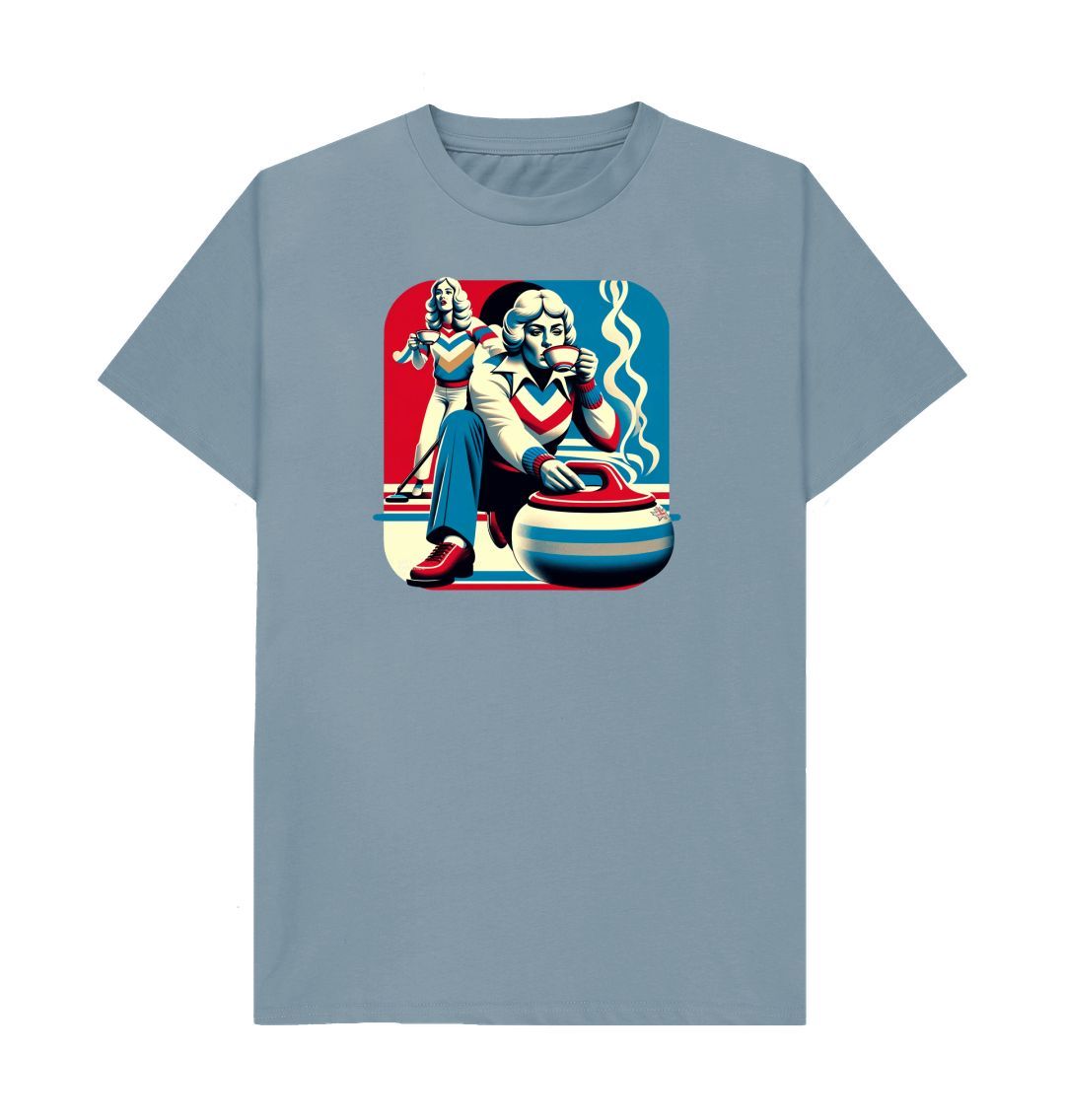 Stone Blue Relaxed Retro Curling T-shirt.