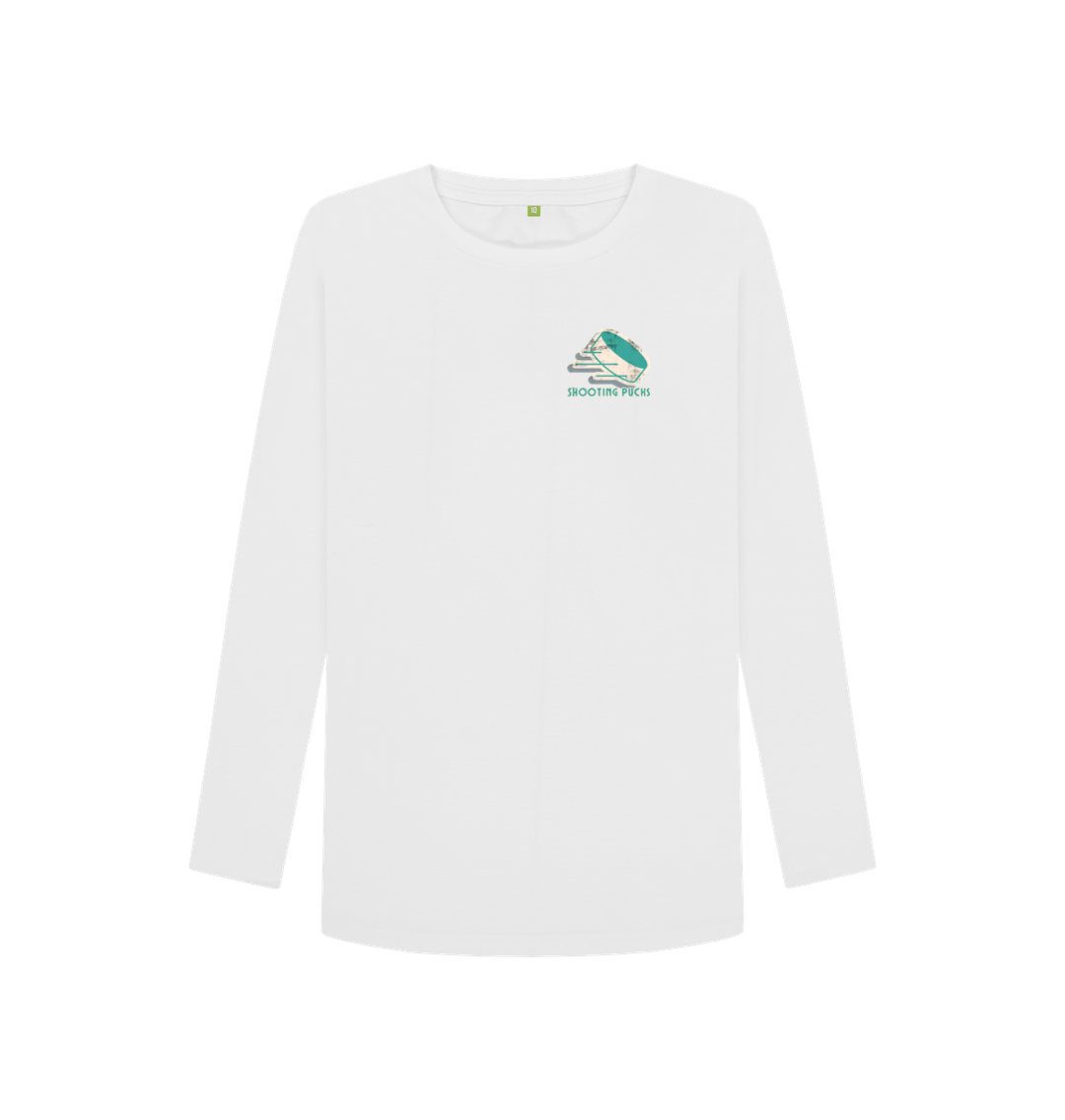 White Printed Long Sleeve T Shirt Front